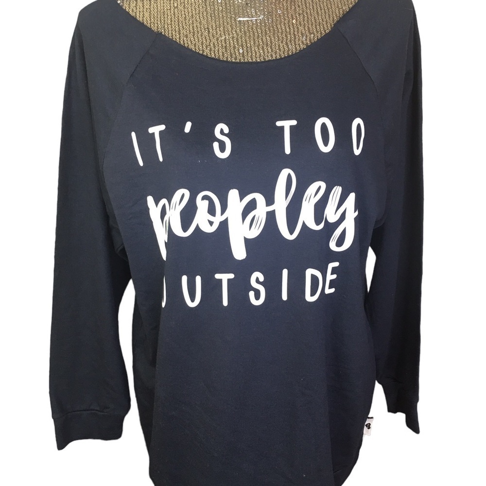 NEW It’s too people out side pullover light sweatshirt Large Navy Blue